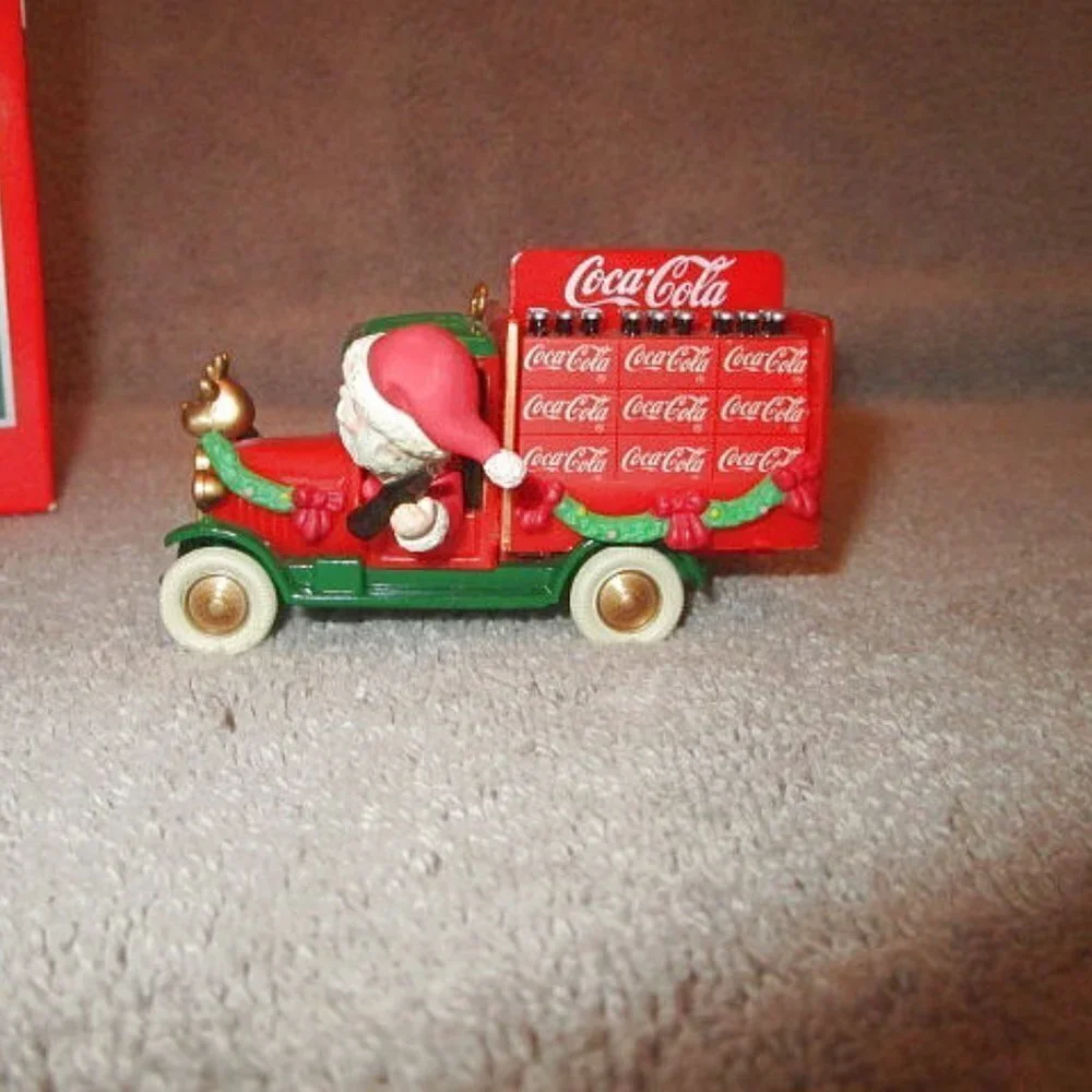 1994 Vtg Coca Cola On The Road Christmas Ornament Santa's Truck Enesco 592528